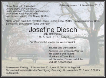 Traueranzeige von Josefine Diesch von Schwäbische Post