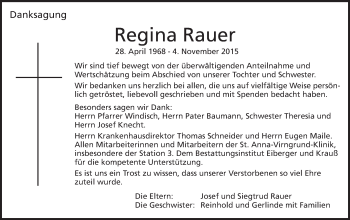 Traueranzeige von Regina Rauer von Schwäbische Post