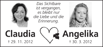 Traueranzeige von Angelika und Claudia Kretzer von Gmünder Tagespost