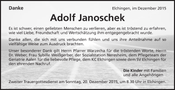 Traueranzeige von Adolf Janoschek von Schwäbische Post