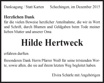 Traueranzeige von Hilde Hertweck