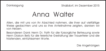 Traueranzeige von Anna Walter von Gmünder Tagespost