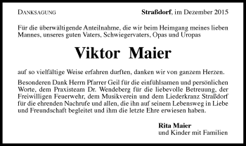 Traueranzeige von Viktor Maier von Gmünder Tagespost