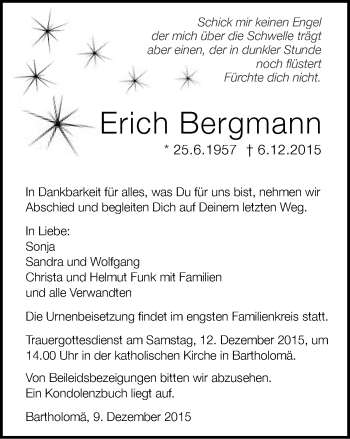 Traueranzeige von Erich Bergmann von Gmünder Tagespost