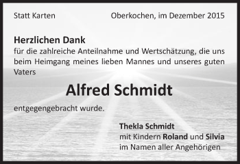Traueranzeige von Alfred Schmidt von Schwäbische Post