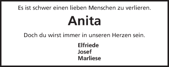 Traueranzeige von Anita  von Schwäbische Post