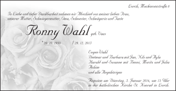 Traueranzeige von Ronny Wahl von Gmünder Tagespost