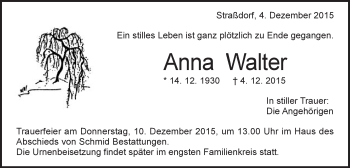 Traueranzeige von Anna Walter von Gmünder Tagespost