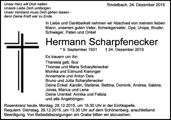 Traueranzeige von Hermann Scharpfenecker von Schwäbische Post