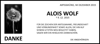 Traueranzeige von Alois Wolf von Schwäbische Post