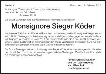 Traueranzeige von Sieger Köder von Schwäbische Post
