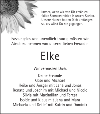 Traueranzeige von Elke  von Gmünder Tagespost