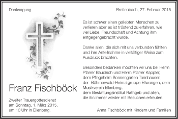 Traueranzeige von Franz Fischböck von Schwäbische Post