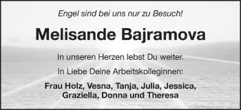 Traueranzeige von Melisande Bajramova von Schwäbische Post