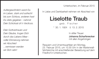 Traueranzeige von Liselotte Traub von Schwäbische Post