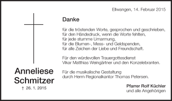 Traueranzeige von Anneliese Schmitzer von Schwäbische Post