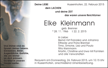 Traueranzeige von Elke Kleinmann von Gmünder Tagespost