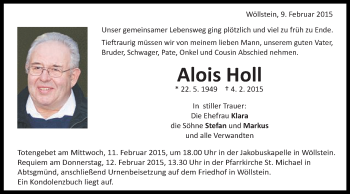 Traueranzeige von Alois Holl von Schwäbische Post