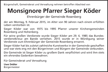Traueranzeige von Sieger Köder von Schwäbische Post