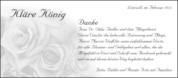 Traueranzeige von Kläre König von Gmünder Tagespost