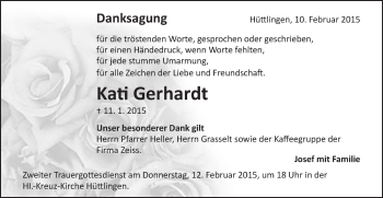 Traueranzeige von Kati Gerhardt von Schwäbische Post