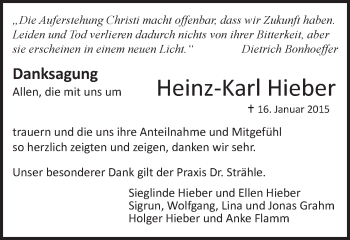 Traueranzeige von Heinz-Karl Hieber von Schwäbische Post