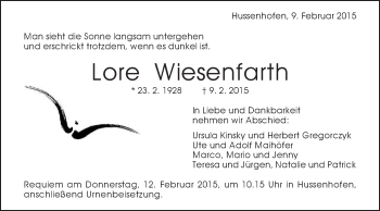 Traueranzeige von Lore Wiesenfarth von Gmünder Tagespost