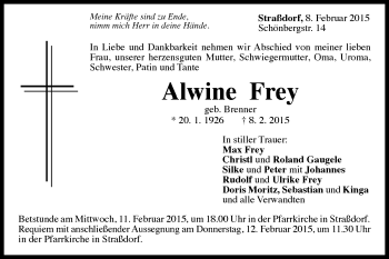 Traueranzeige von Alwine Frey von Gmünder Tagespost
