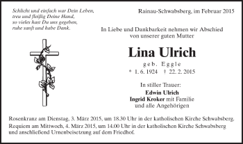 Traueranzeige von Lina Ulrich von Schwäbische Post