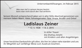 Traueranzeige von Ladislaus Zeiner von Schwäbische Post