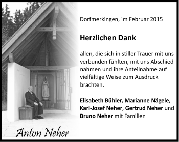 Traueranzeige von Anton Neher von Schwäbische Post