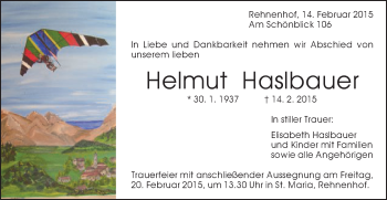 Traueranzeige von Helmut Haslbauer von Gmünder Tagespost