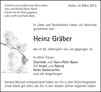 Traueranzeige von Heinz Gräber von Schwäbische Post