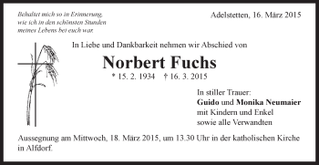 Traueranzeige von Norbert Fuchs von Gmünder Tagespost