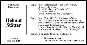 Traueranzeige von Helmut Stätter von Gmünder Tagespost
