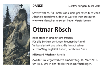 Traueranzeige von Ottmar Rösch von Schwäbische Post