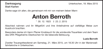 Traueranzeige von Anton Berroth von Schwäbische Post