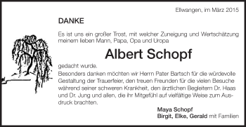 Traueranzeige von Albert Schopf von Schwäbische Post
