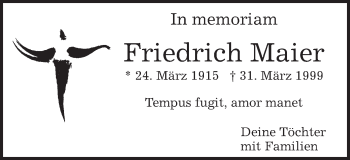 Traueranzeige von Friedrich Maier von Gmünder Tagespost