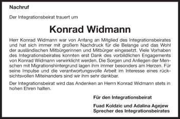 Traueranzeige von Konrad Widmann von Gmünder Tagespost