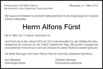 Traueranzeige von Alfons Fürst von Schwäbische Post