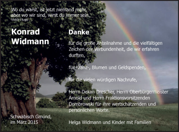 Traueranzeige von Konrad Widmann von Gmünder Tagespost