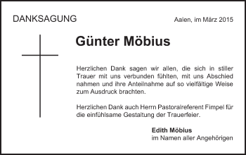 Traueranzeige von Günter Möbius von Schwäbische Post