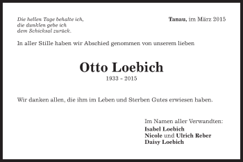 Traueranzeige von Otto Loebich von Gmünder Tagespost