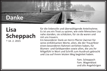 Traueranzeige von Lisa Scheppach von Schwäbische Post