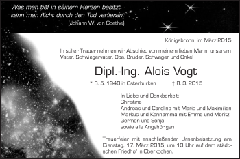Traueranzeige von Alois Vogt von Schwäbische Post