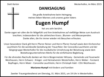 Traueranzeige von Eugen Humpf von Schwäbische Post