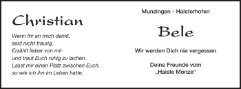 Traueranzeige von Christian  von Schwäbische Post