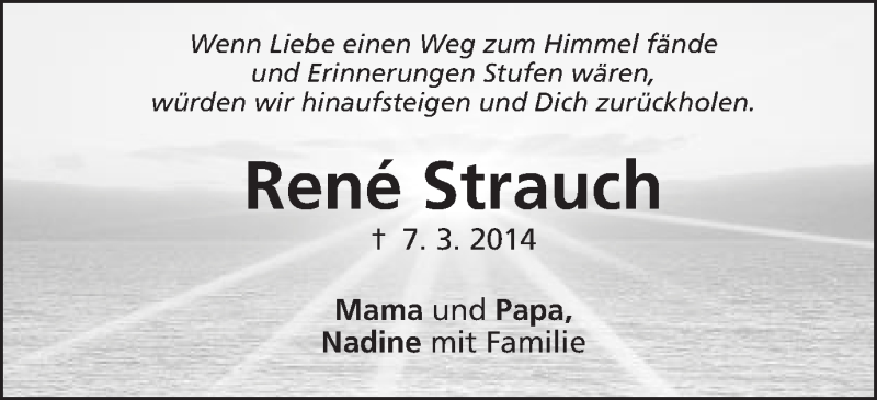  Traueranzeige für René Strauch vom 07.03.2015 aus Schwäbische Post