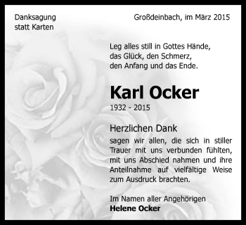 Traueranzeige von Karl Ocker von Gmünder Tagespost